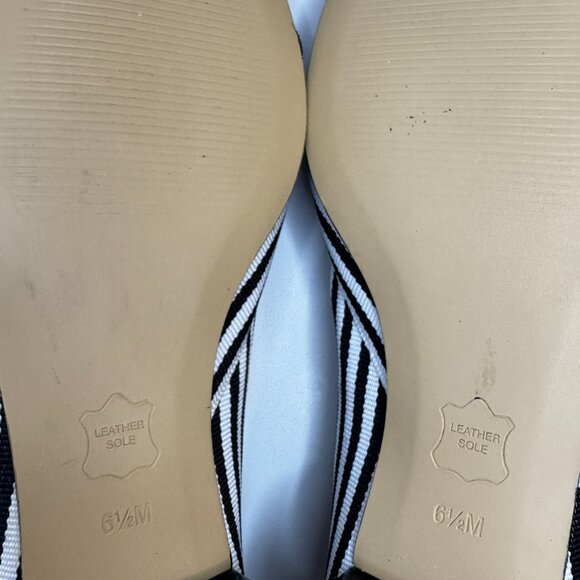 Talbots Edison Womens Black/White Striped Ribbon Pointed Flats Size 6.5 - Picture 7 of 7